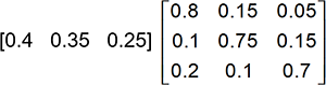 Response B. The multiplication of two matrices is shown. 